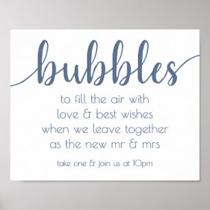 Poster Simple Bubbles   Dusty Blue Party Event Station