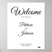 Poster Simple budget élégant signe d'accueil de mariage (Devant)