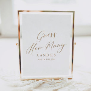 Poster Simple Calligraphie Devine Combien de Baby showers