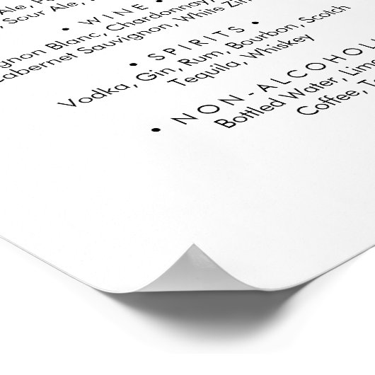 Poster Simple Calligraphie Mariage Boissons Menu Signer (Coin)