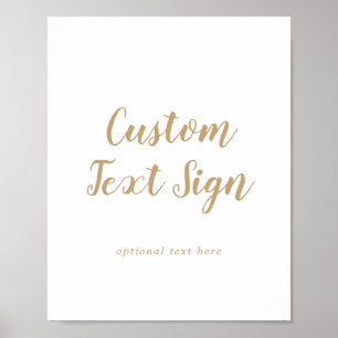 Poster Simple Calligraphy Gold Wedding Custom Text Sign