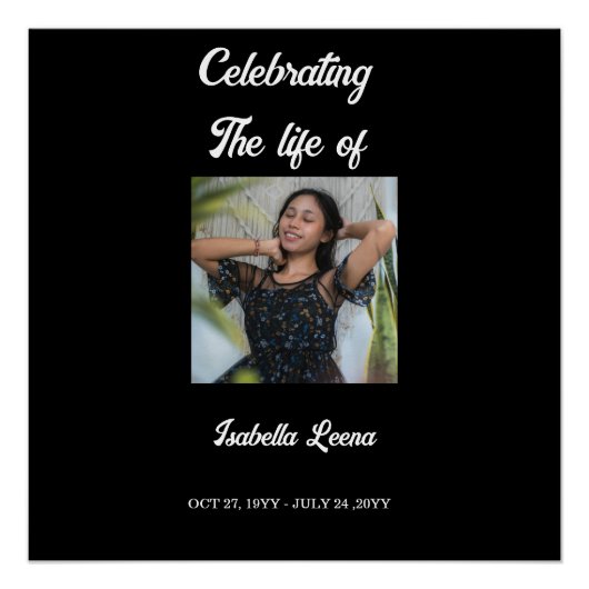 Poster Simple Celebration of Life Funeral Memorial Photo (Devant)