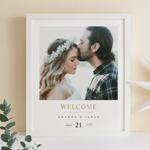 Poster Simple Chic Photo Mariage Accueil Personnalisé