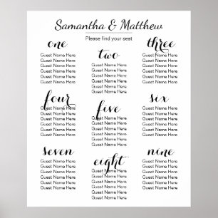Poster Simple & Chic Wedding (Scattered) Seating Chart