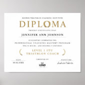 Poster Simple Chic White Grad Diploma Gold Laurel Award (Devant)
