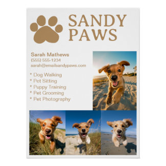 Poster Simple Chien Marcher Animaux de compagnie Sitter P