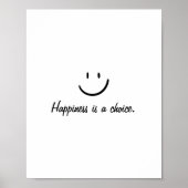 Poster Simple citation de bonheur inspirationnel en noir  (Devant)