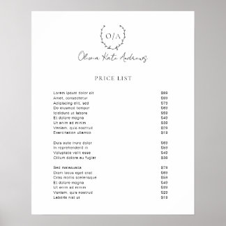 Poster Simple classique Monogramme Wreath Élégant