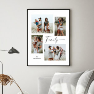Poster Simple Collage de Photos Famille Noir et Blanc