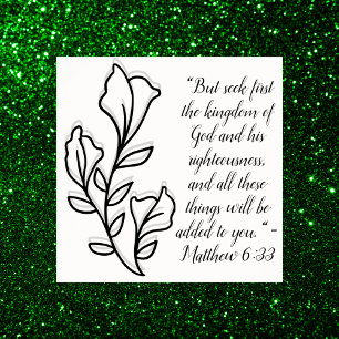 Poster Simple couplet de la Bible Noire et Blanc Botaniqu