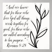 Poster Simple couplet de la Bible Noire et Blanc Botaniqu (Devant)