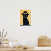 Poster Simple Cute Black Cat Design (Cuisine)
