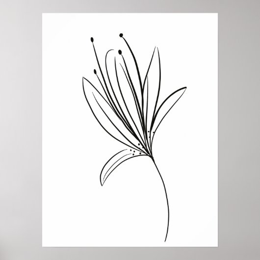 Poster Simple dessin de fleur de lys en noir et blanc (Devant)