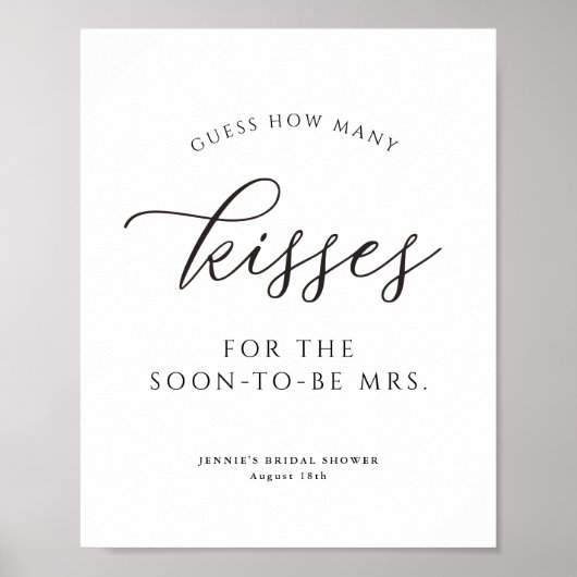 Poster Simple Devis Combien De Baisers Jeu De Douche (Devant)