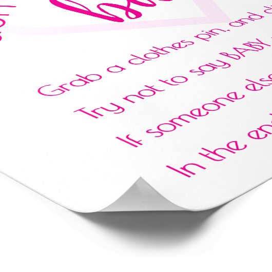 Poster Simple Dont Dites Bébé | Jeu de douche rose chaud (Coin)