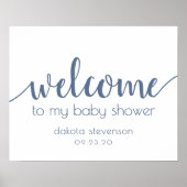 Poster Simple Editable Welcome | Dusty Blue Any Event (Devant)