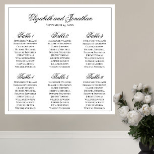 Poster Simple Elegance 6 Table Wedding Seating Chart