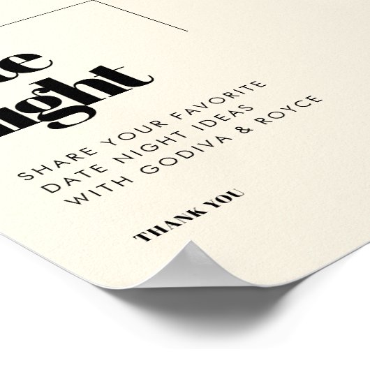 Poster Simple élégant & chic Date nuit idées signe (Coin)