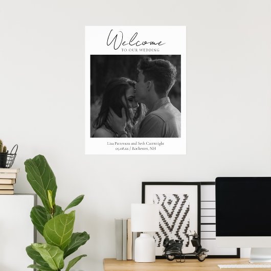 Poster Simple Élégant Classique Photo Bienvenue Mariage (Bureau à domicile)