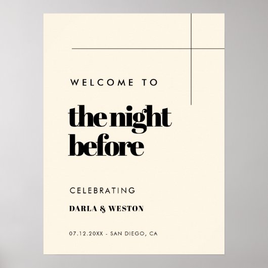 Poster Simple, élégant et chic Bienvenue à la veille (Devant)