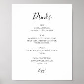 Poster Simple Élégant Mariage Boissons Menu Signer (Devant)