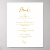 Poster Simple Elegant Mariage Gold Boissons Menu Signer (Devant)