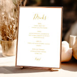 Poster Simple Elegant Mariage Gold Boissons Menu Signer<br><div class="desc">Ce panneau de menu simple et élégant de boissons mariage dorées est parfait pour votre mariage moderne minimaliste blanc et or. Le design comporte une police d'or contemporaine minimale accompagnée d'une calligraphie formelle. Gardez-le tel quel,  ou choisissez de le personnaliser avec vos propres oeuvres d'art ou photos !</div>