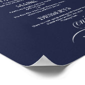 Poster Simple Elegant Marine Blue Mariage Menu Sign (Coin)