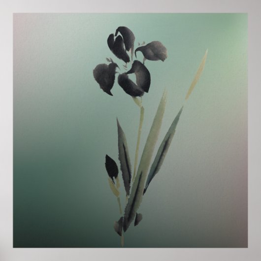 Poster Simple élégant moderne Ukiyo-e Japonais Iris (Devant)