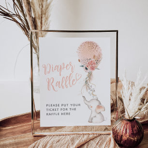 Poster Simple Elephant & Balloon Baby shower Card cadeau