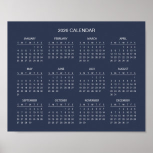 Poster Simple et Élégant Calendrier 2026