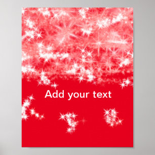 Poster Simple étoiles scintillantes en paillettes rouges