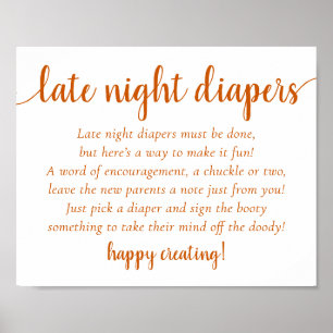 Poster Simple Fall Late Night Diapers   Orange Shower