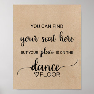 Poster Simple Faux Kraft Calliage Dance Floor Signal