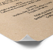 Poster Simple Faux Kraft Calligraphie Boire Menu Signer (Coin)