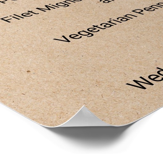 Poster Simple Faux Kraft Calligraphie Dîner Menu Signe (Coin)