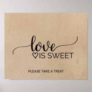 Poster Simple Faux Kraft Calligraphie L'amour est doux si
