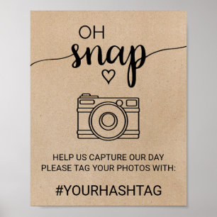 Poster Simple Faux Kraft Calligraphie Oh Snap Sign
