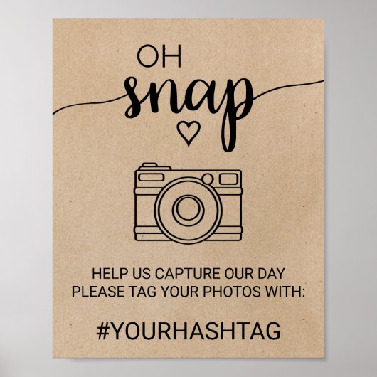 Poster Simple Faux Kraft Calligraphie Oh Snap Sign (Devant)