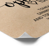 Poster Simple Faux Kraft Calligraphie Open Bar Sign (Coin)