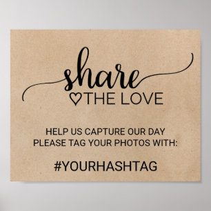 Poster Simple Faux Kraft Calligraphie Partagez Le Signe D