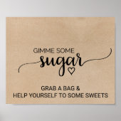 Poster Simple Faux Kraft Calligraphy Donnez-moi du sucre (Devant)