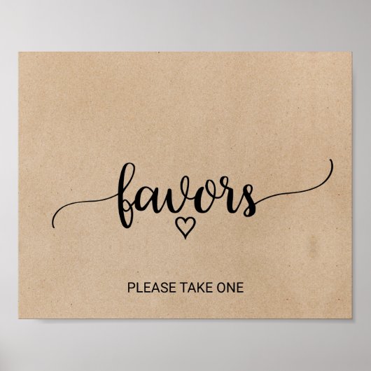 Poster Simple Faux Kraft Calligraphy Favorisées (Devant)