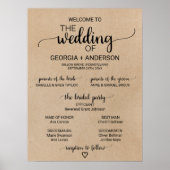 Poster Simple Faux Kraft Calligraphy Wedding Programme (Devant)