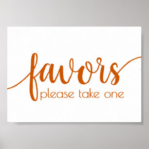 Poster Simple Favors   Fall Orange Wedding Party Event