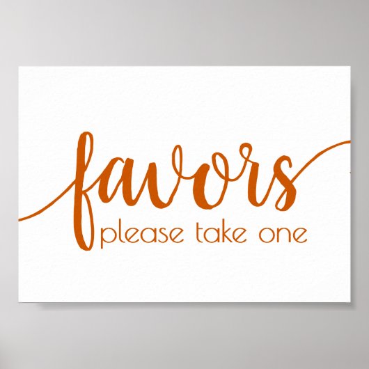 Poster Simple Favors | Fall Orange Wedding Party Event (Devant)