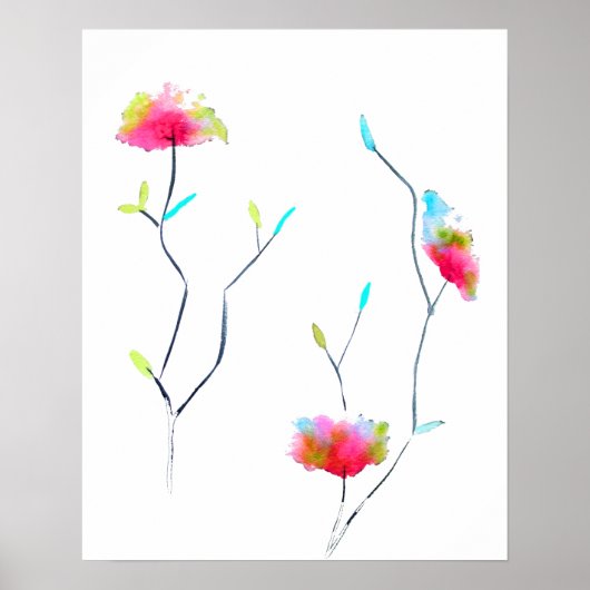 Poster Simple floral abstrait rose inspiré du Japonais (Devant)
