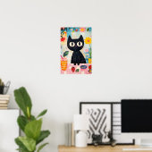 Poster Simple Funny Cute Black Cat  (Bureau à domicile)