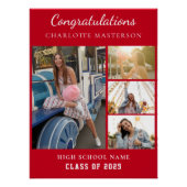 Poster Simple Graduation 2025 Photo Collage Rouge (Devant)