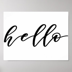 Poster Simple Hello Design dans un magnifique script de t